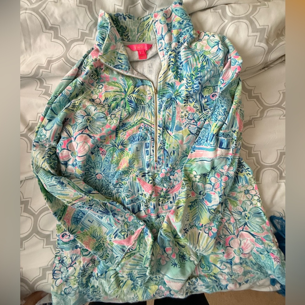 Lilly Pulitzer - Colorful Floral Quarter-Zip Pullover